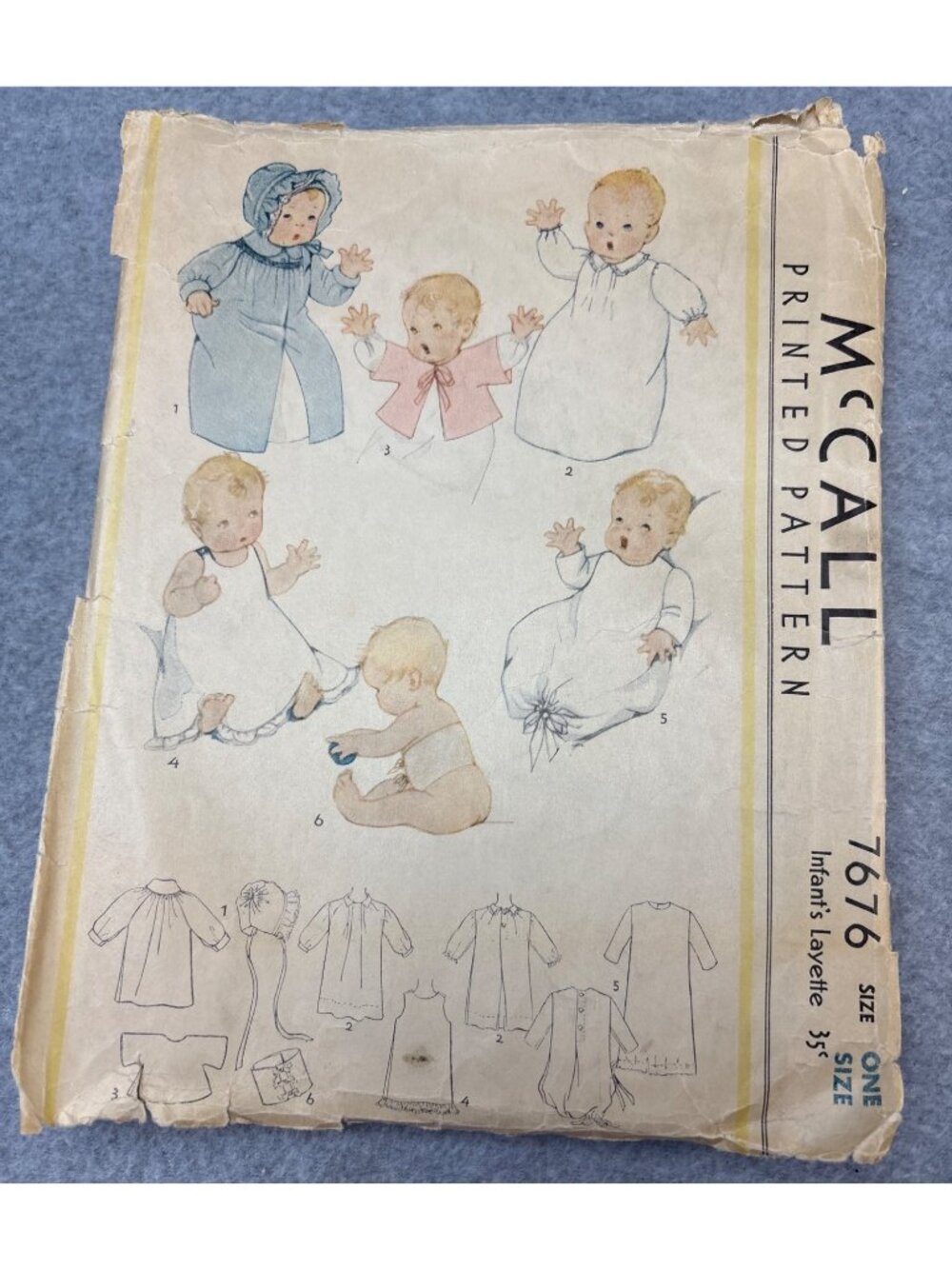 McCall 7676 Vintage 1933 Infants Layette Sewing Pattern 1933 Size Infant